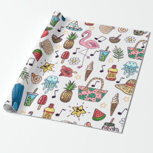 Naadloos patroon met zomerelementen. illustratie cadeaupapier