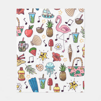 Naadloos patroon met zomerelementen. illustratie fleece deken