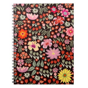 Naadloos patroon met zonnebloemen asters tulpen notitieboek