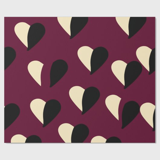 Naadloos patroon met zwart-wit hart. St Va Cadeaupapier (Vlak)