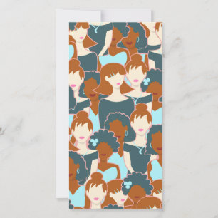 Naadloos patroon met zwarte meisjes en witte meisj bedankkaart