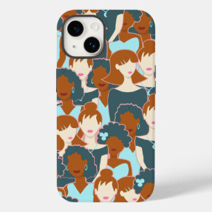 Naadloos patroon met zwarte meisjes en witte meisj Case-Mate iPhone 14 hoesje