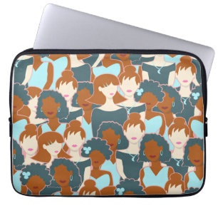 Naadloos patroon met zwarte meisjes en witte meisj laptop sleeve