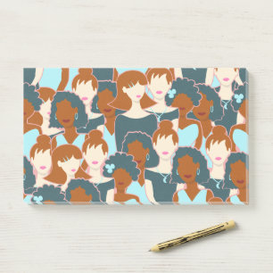 Naadloos patroon met zwarte meisjes en witte meisj post-it® notes