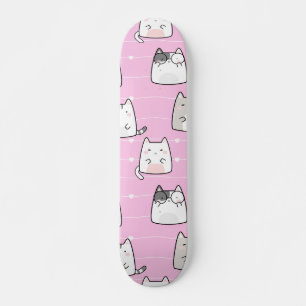 Naadloos patroon Mooie Kawaii Katten hartlijn Skateboard