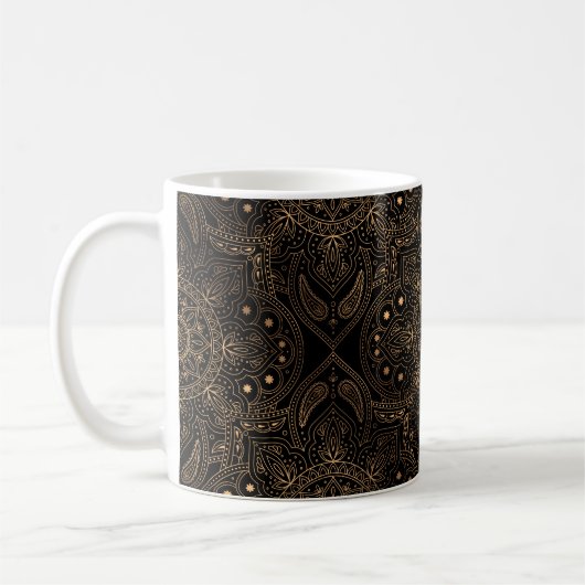 Naadloos patroon oosterse mandala koffiemok (Links)