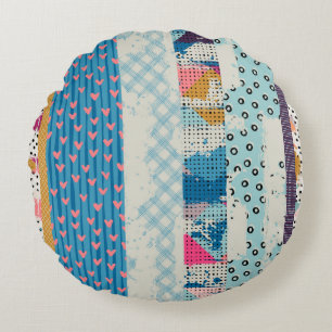 Naadloos patroon, patchwork tegels. rond kussen