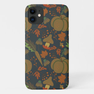 Naadloos patroon Pumpkin & wortel, donkere achterg iPhone 11 Hoesje