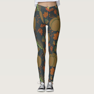 Naadloos patroon Pumpkin & wortel, donkere achterg Leggings