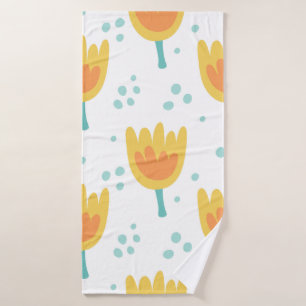  naadloos patroon, schattig bloespatroon70s badhanddoek