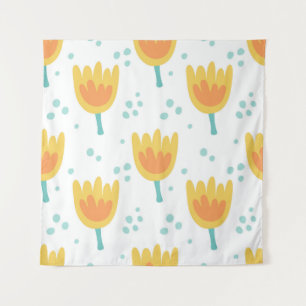  naadloos patroon, schattig bloespatroon70s wandkleed