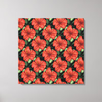 Naadloos patroon Tropische rode bloemen groene bla