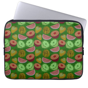 Naadloos patroon tropische vruchten en groene acht laptop sleeve