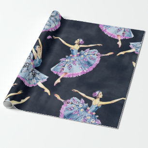 Naadloos patroon van balletdansers, waterverf pai cadeaupapier