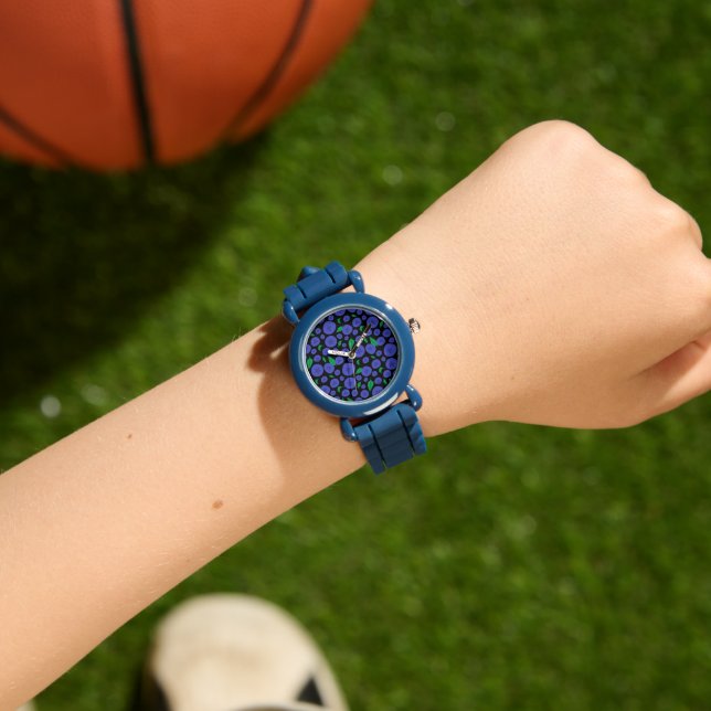 Naadloos patroon van bosbessen horloge (Pols)