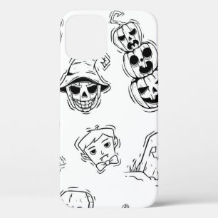 Naadloos patroon van halloween-iconen met handteke iPhone 12 hoesje