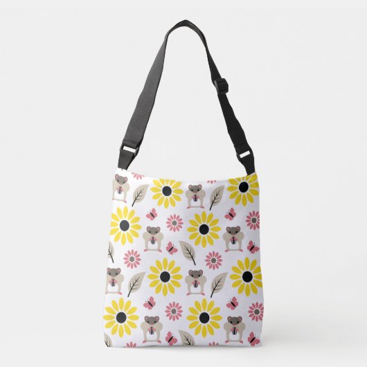 naadloos patroon van hamster en zonnebloem crossbody tas (Voorkant)