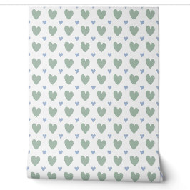 naadloos patroon van harten in blauw en mint behang