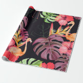 Naadloos patroon van hibiscus flower, flamingos en cadeaupapier (Uitgerold)