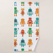 Naadloos patroon van kleurrijke retro robots in a  badhanddoek (Badhanddoek)