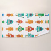 Naadloos patroon van kleurrijke retro robots in a  badhanddoek (Badhanddoek)