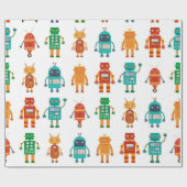 Naadloos patroon van kleurrijke retro robots in a cadeaupapier (Vlak)
