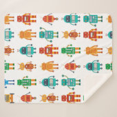 Naadloos patroon van kleurrijke retro robots in a sherpa deken (Voorkant (horizontaal))