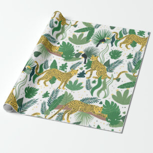 naadloos patroon van luipaarden in oerwoud. Summer Cadeaupapier