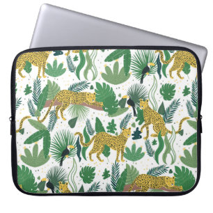 naadloos patroon van luipaarden in oerwoud. Summer Laptop Sleeve