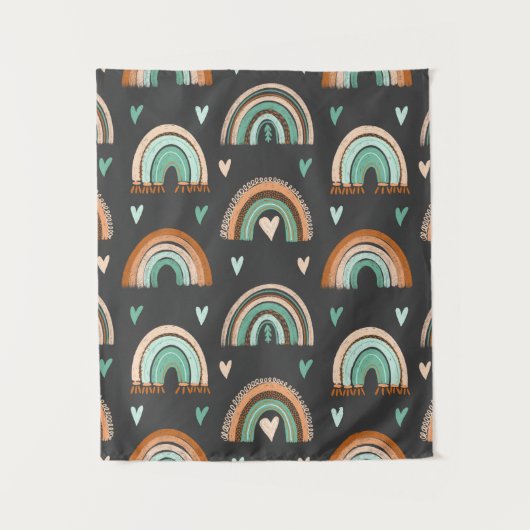 Naadloos patroon van met de hand getekende harten wandkleed (Voorkant)