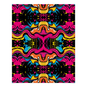 Naadloos patroon van neon psychedelische golven perfect poster