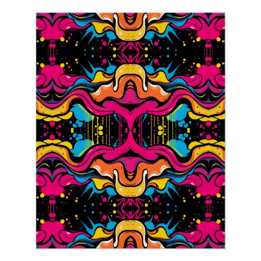 Naadloos patroon van neon psychedelische golven perfect poster (Voorkant)