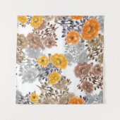 Naadloos patroon van oranje, gele, beige bloemen wandkleed (Voorkant (horizontaal))