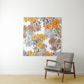 Naadloos patroon van oranje, gele, beige bloemen wandkleed (In Situ (horizontaal))