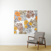 Naadloos patroon van oranje, gele, beige bloemen wandkleed (In situ)