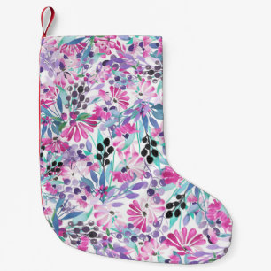 Naadloos patroon van paarse bloemen en bessen,blu kleine kerstsok