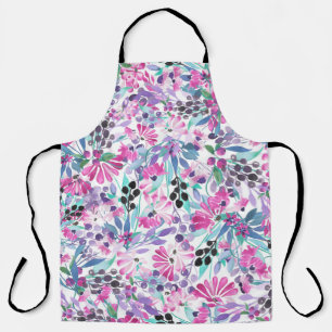 Naadloos patroon van paarse bloemen en bessen,blu schort