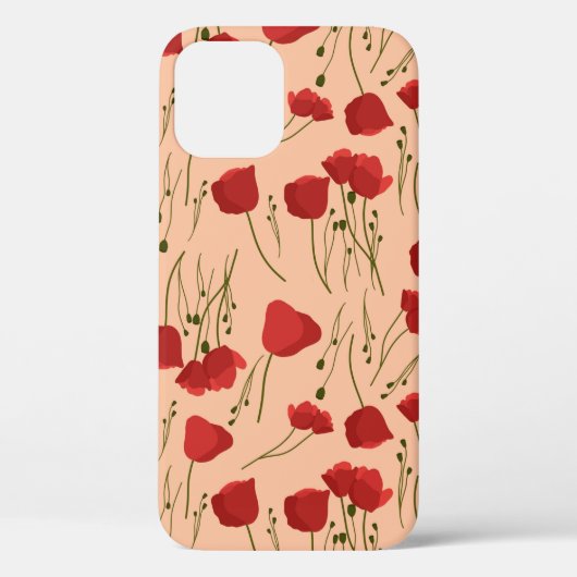 Naadloos patroon van papaver op een beige achtergr Case-Mate iPhone case (Achterkant)