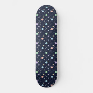 Naadloos patroon van planeten in het zonnestelsel skateboard