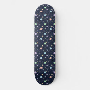 Naadloos patroon van planeten in het zonnestelsel skateboard