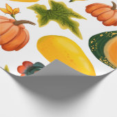 Naadloos patroon van pompoenen en bladeren op een cadeaupapier (Hoek)