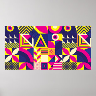 Naadloos patroon van Pop en kleurrijk Abstract geo Poster