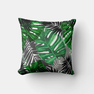 naadloos patroon van tropische bladeren en element kussen