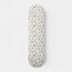 Naadloos patroon van winterbosdieren skateboard