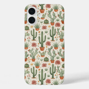 Naadloos patroon van woestijncactussen en vetplant iPhone 16 plus hoesje