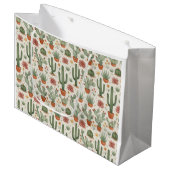 Naadloos patroon van woestijncactussen en vetplant groot cadeauzakje (Voorkant Gekanteld)