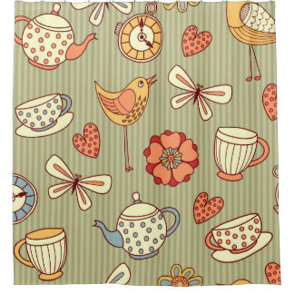 Naadloos patroon "zomertheepartij" douchegordijn