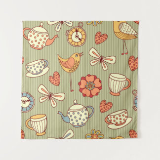 Naadloos patroon "zomertheepartij" wandkleed