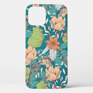 Naadloos patroonontwerp met handgetekende bloemen  iPhone 12 hoesje