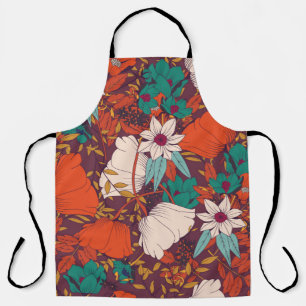 Naadloos patroonontwerp met handgetekende bloemen schort